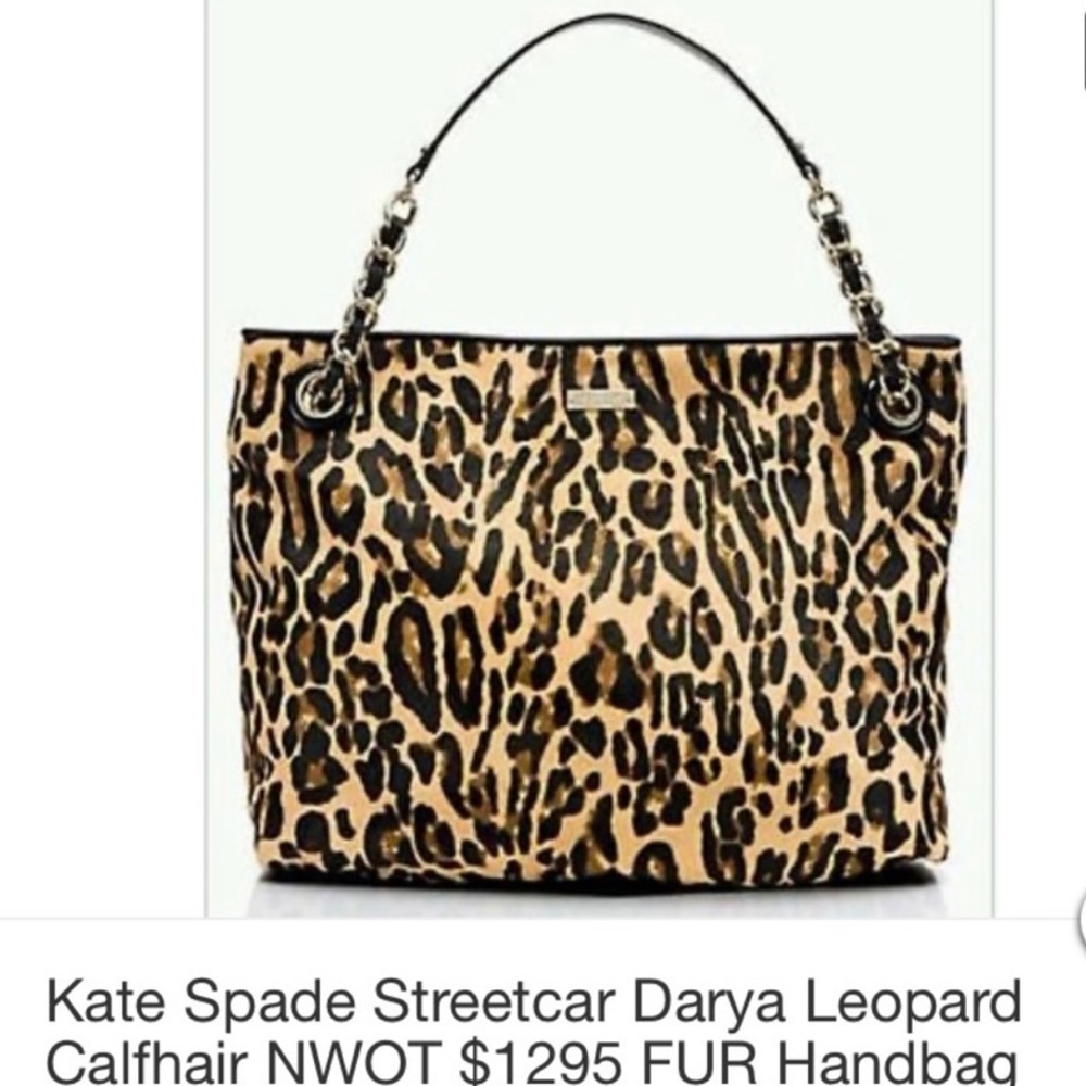 RARE Kate Spade Streetcar Darya Leopard Haircalf $1295. Size: 13”h x 15”l x 5”d